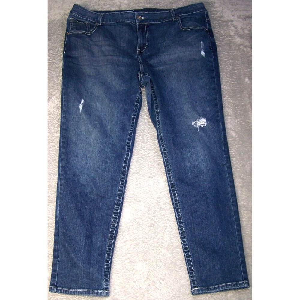 Lane Bryant Jeans Women's 18 39X28 Distressed Stretch‎ Faded Blue Skinny Genius
